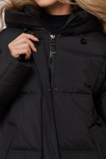 Оптом Пальто утепленное молодежное зимнее женское черного цвета 52392Ch, фото 17