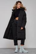 Оптом Пальто утепленное молодежное зимнее женское черного цвета 52392Ch в Челябинске, фото 20
