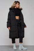 Оптом Пальто утепленное молодежное зимнее женское черного цвета 52392Ch, фото 21