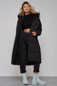 Оптом Пальто утепленное молодежное зимнее женское черного цвета 52392Ch в Уфе, фото 22