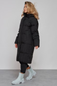Оптом Пальто утепленное молодежное зимнее женское черного цвета 52392Ch в Перми, фото 3
