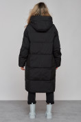 Оптом Пальто утепленное молодежное зимнее женское черного цвета 52392Ch в Омске, фото 4