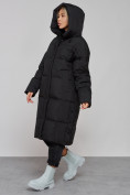 Оптом Пальто утепленное молодежное зимнее женское черного цвета 52392Ch, фото 7