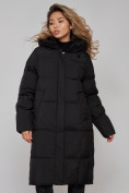 Оптом Пальто утепленное молодежное зимнее женское черного цвета 52392Ch, фото 8