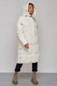 Оптом Пальто утепленное молодежное зимнее женское светло-бежевого цвета 52392SB в Волгоградке, фото 6
