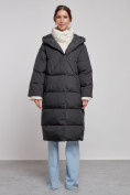 Оптом Пальто утепленное молодежное зимнее женское черного цвета 52393Ch в Челябинске