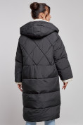 Оптом Пальто утепленное молодежное зимнее женское черного цвета 52393Ch, фото 11