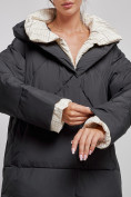 Оптом Пальто утепленное молодежное зимнее женское черного цвета 52393Ch, фото 12