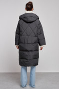 Оптом Пальто утепленное молодежное зимнее женское черного цвета 52393Ch, фото 4