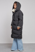 Оптом Пальто утепленное молодежное зимнее женское черного цвета 52393Ch в Барнауле, фото 6