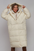 Оптом Пальто утепленное молодежное зимнее женское светло-бежевого цвета 52393SB, фото 12