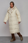 Оптом Пальто утепленное молодежное зимнее женское светло-бежевого цвета 52393SB, фото 2