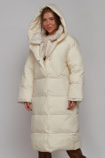 Оптом Пальто утепленное молодежное зимнее женское светло-бежевого цвета 52393SB, фото 6