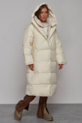 Оптом Пальто утепленное молодежное зимнее женское светло-бежевого цвета 52393SB, фото 7