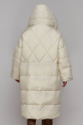 Оптом Пальто утепленное молодежное зимнее женское светло-бежевого цвета 52393SB, фото 8