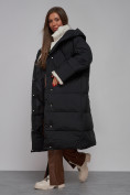 Оптом Пальто утепленное молодежное зимнее женское черного цвета 52395Ch в Самаре, фото 19