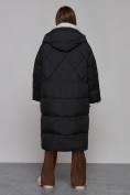 Оптом Пальто утепленное молодежное зимнее женское черного цвета 52395Ch в Кемерово, фото 5