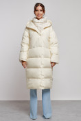 Оптом Пальто утепленное молодежное зимнее женское светло-бежевого цвета 52395SB в Краснодаре
