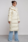 Оптом Пальто утепленное молодежное зимнее женское светло-бежевого цвета 52395SB в Баку, фото 3