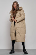 Оптом Пальто утепленное молодежное зимнее женское бежевого цвета 52396B, фото 13