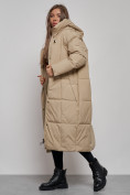 Оптом Пальто утепленное молодежное зимнее женское бежевого цвета 52396B в Челябинске, фото 14