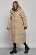 Оптом Пальто утепленное молодежное зимнее женское бежевого цвета 52396B, фото 2