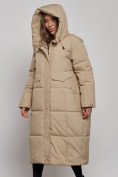 Оптом Пальто утепленное молодежное зимнее женское бежевого цвета 52396B, фото 6