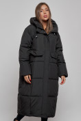 Оптом Пальто утепленное молодежное зимнее женское черного цвета 52396Ch, фото 8