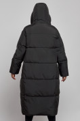 Оптом Пальто утепленное молодежное зимнее женское черного цвета 52396Ch в Сочи, фото 9