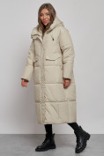 Оптом Пальто утепленное молодежное зимнее женское светло-бежевого цвета 52396SB в Перми, фото 3