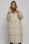 Оптом Пальто утепленное молодежное зимнее женское светло-бежевого цвета 52396SB в Казани, фото 7