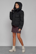 Оптом Зимняя женская куртка модная с капюшоном черного цвета 52413Ch в Казани, фото 5