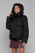 Оптом Зимняя женская куртка модная с капюшоном черного цвета 52413Ch в Екатеринбурге, фото 9