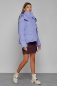 Оптом Зимняя женская куртка модная с капюшоном фиолетового цвета 52413F в Екатеринбурге, фото 3