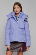 Оптом Зимняя женская куртка модная с капюшоном фиолетового цвета 52413F в Екатеринбурге, фото 7