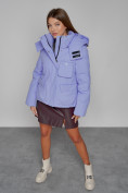 Оптом Зимняя женская куртка модная с капюшоном фиолетового цвета 52413F в Екатеринбурге, фото 8