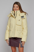 Оптом Зимняя женская куртка модная с капюшоном светло-желтого цвета 52413SJ в Казани, фото 11