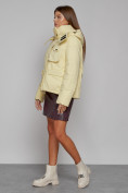 Оптом Зимняя женская куртка модная с капюшоном светло-желтого цвета 52413SJ в Казани, фото 2