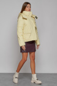 Оптом Зимняя женская куртка модная с капюшоном светло-желтого цвета 52413SJ в Екатеринбурге, фото 3