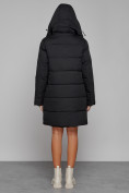 Оптом Пальто утепленное с капюшоном зимнее женское черного цвета 52426Ch в Новосибирске, фото 4