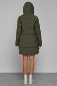 Оптом Пальто утепленное с капюшоном зимнее женское цвета хаки 52429Kh в Волгоградке, фото 4