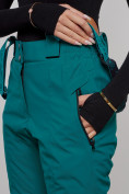 Оптом Полукомбинезон утепленный женский зимний горнолыжный зеленого цвета 526Z в Казани, фото 9