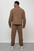 Оптом Спортивный костюм мужской модный из микровельвета бежевого цвета 55002B в Сочи, фото 4