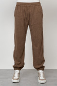 Оптом Спортивный костюм мужской модный из микровельвета бежевого цвета 55002B, фото 5