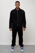 Оптом Спортивный костюм мужской модный из микровельвета черного цвета 55002Ch в Сочи