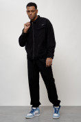 Оптом Спортивный костюм мужской модный из микровельвета черного цвета 55002Ch, фото 10