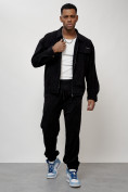 Оптом Спортивный костюм мужской модный из микровельвета черного цвета 55002Ch, фото 14