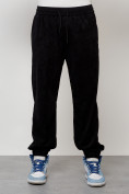 Оптом Спортивный костюм мужской модный из микровельвета черного цвета 55002Ch в Баку, фото 5