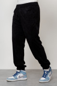 Оптом Спортивный костюм мужской модный из микровельвета черного цвета 55002Ch в Саратове, фото 6