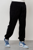 Оптом Спортивный костюм мужской модный из микровельвета черного цвета 55002Ch в Санкт-Петербурге, фото 7